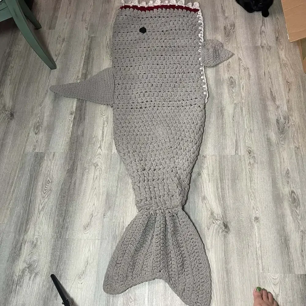 Handmade Crochet Shark Tail Blanket Sleeping Bag